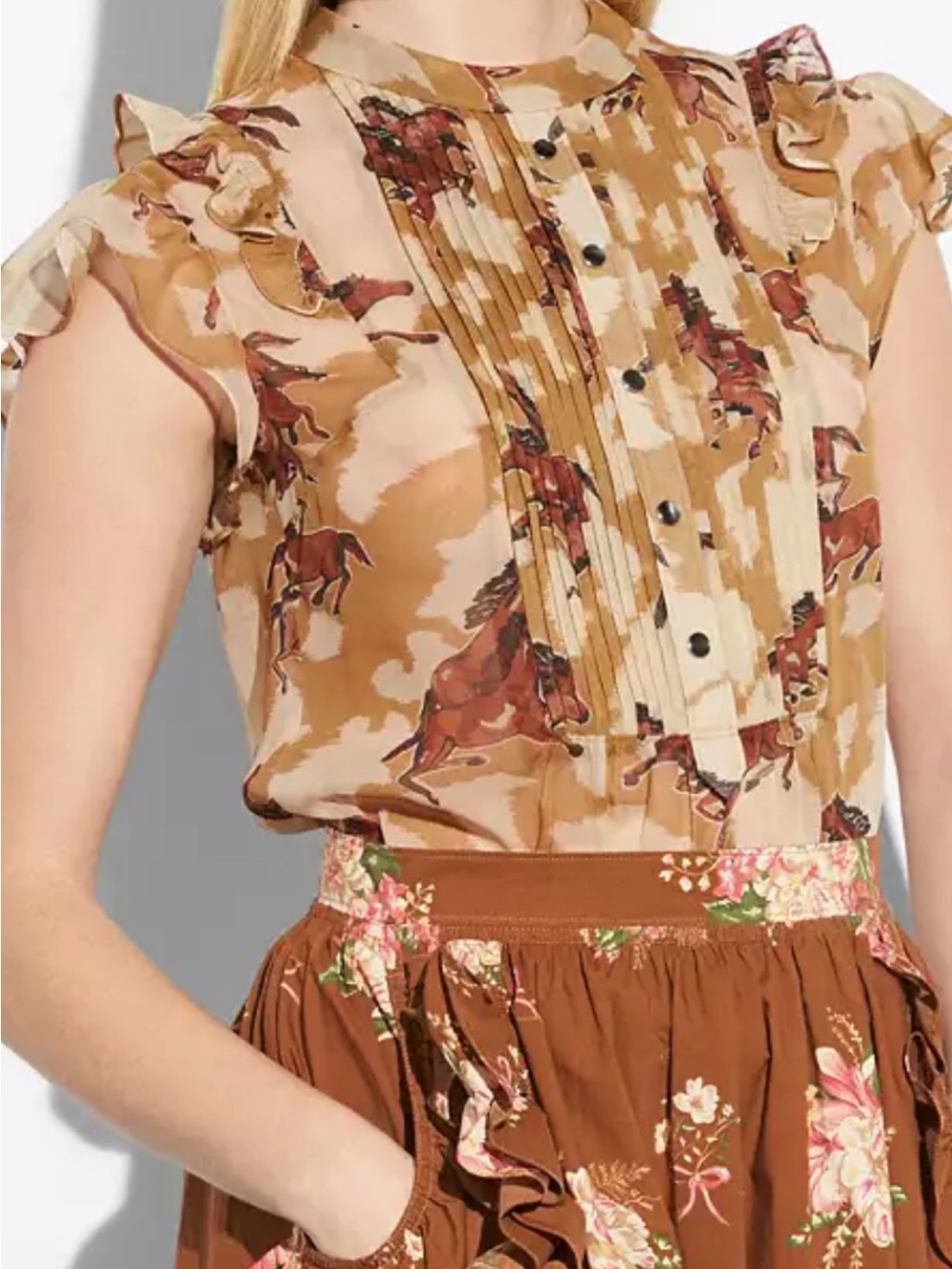 COACH Horse Print Sleeveless Blouse